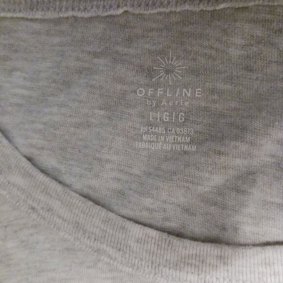 NEW Offline by Aerie Heather Gray Cotton Oversized Graphic‎ T-shirt Size L - Picture 5 of 10